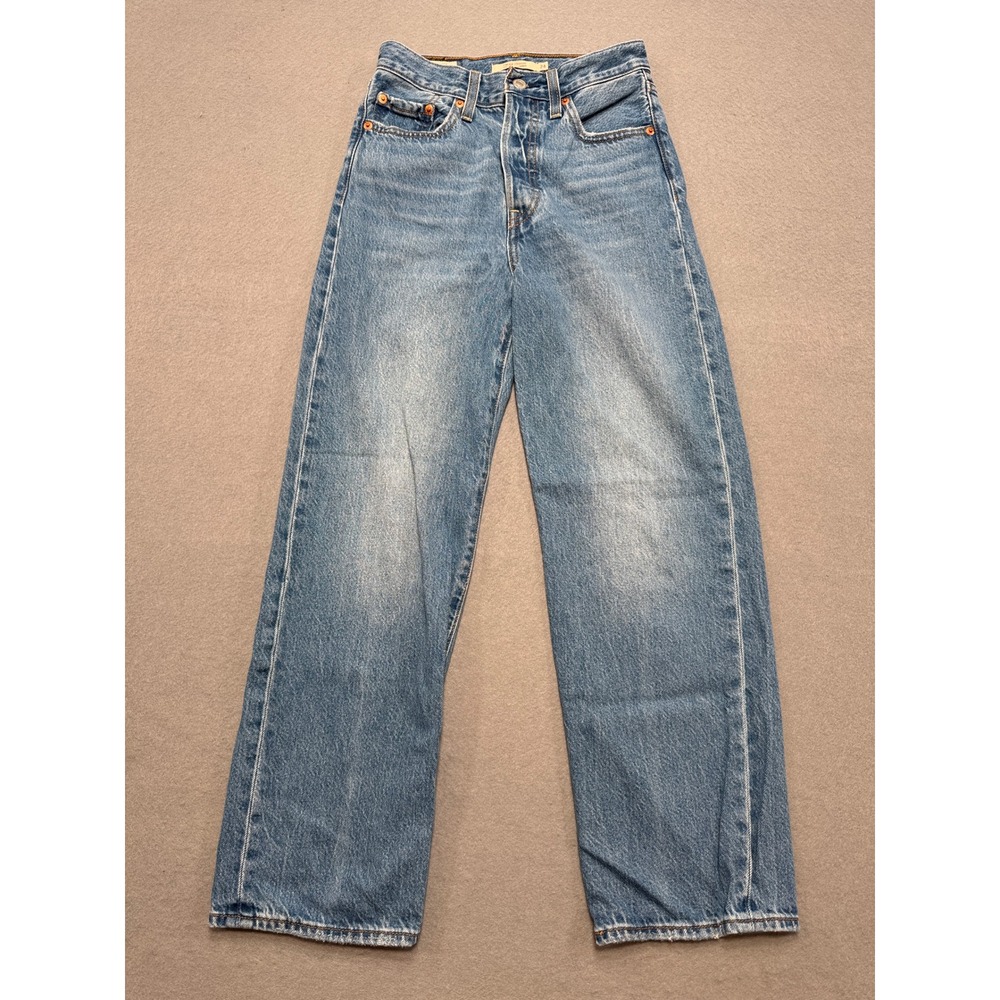 Levi's Jeans Women's 24 Blue Denim High Rise Button Fly Ribcage Straight Baggy